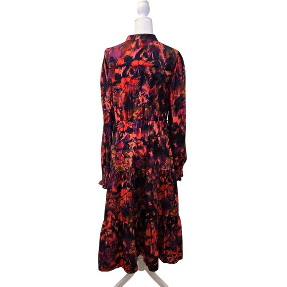 NWT Avara Bailey Floral Tiered Hem Boho Midi Dress Size Large *Missing Belt* - Picture 2 of 7